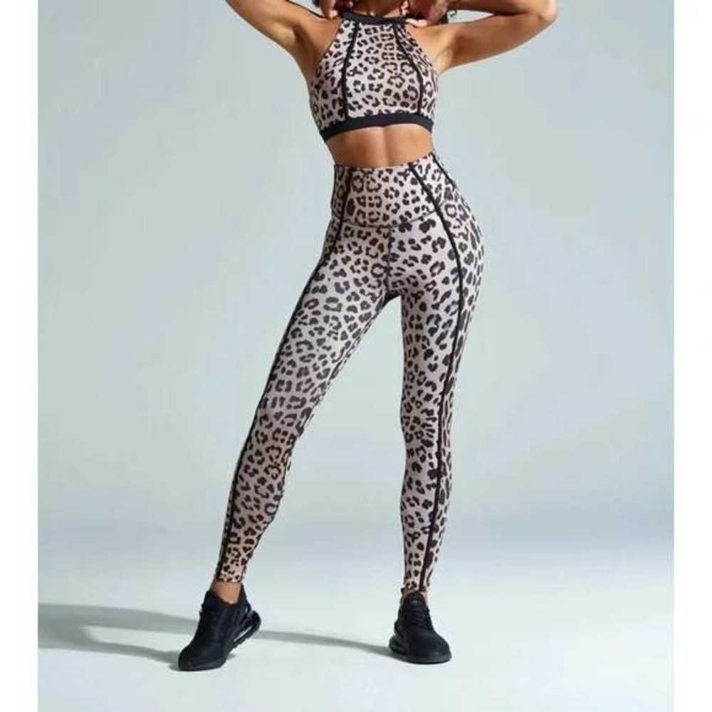 Noli Womens Leopard Animal‎ Print Frame High Waisted Athletic Baddie Leggings XS